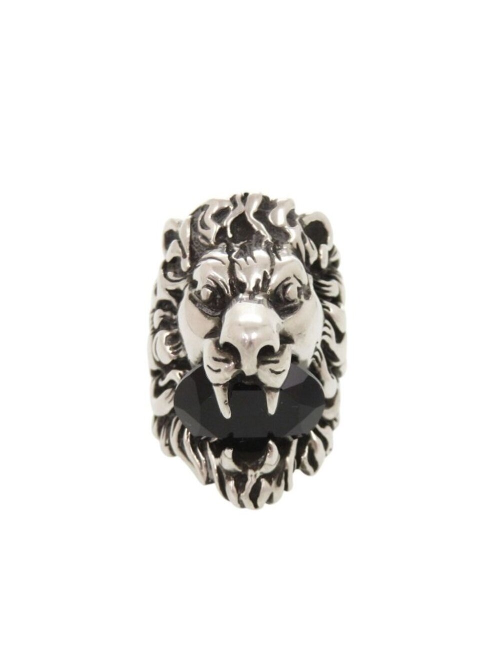 Gucci Lion Head Metal Stone Silver Ring